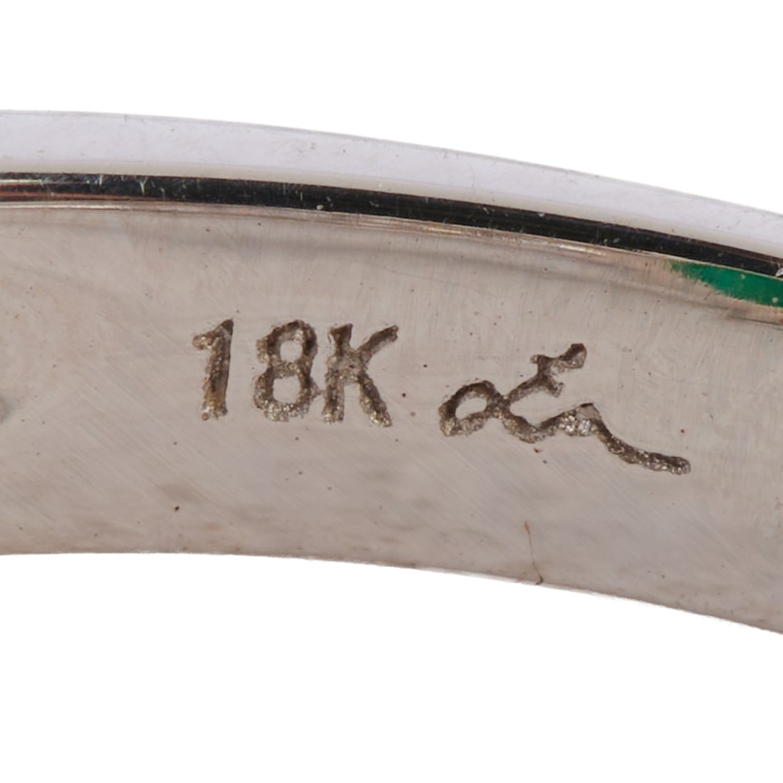 Emerald, Diamond, 18k White Gold Ring - 4