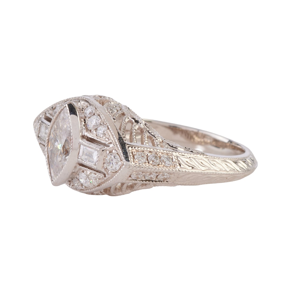 Diamond, 18k White Gold Ring - 2