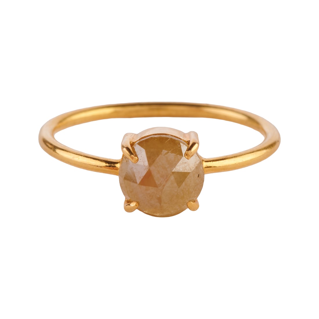 Diamond, 18k Yellow Gold Ring: Diamond, 18k Yellow Gold Ring. Featuring one rose-cut diamond weighing approximately 0.65 ct., set in an 18k yellow gold mounting. {Size: 5 1/2, Gross Weight: 1.1 dwts}
