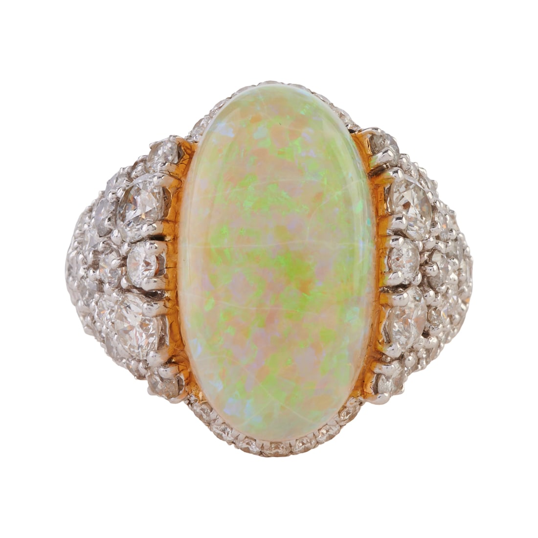 Opal, Diamond, 18k Yellow and White Gold Ring (1 of 5)