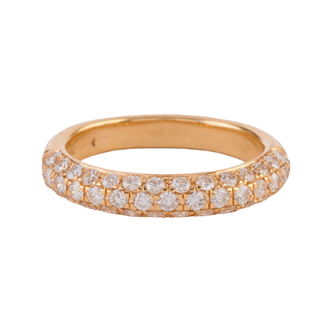 Diamond, 14k Yellow Gold Ring: Diamond, 14k Yellow Gold Ring. Featuring forty-three full-cut diamonds weighing a total of approximately 1.00 cttw., set in a 14k yellow gold mounting. {Size: 8 1/4, Gross Weight: 2.8 dwts}