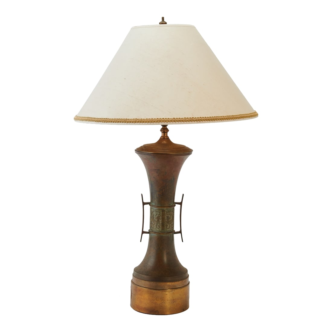 Japanese Bronze Gu-Form Vase Mounted as a Table Lamp (1 of 5)