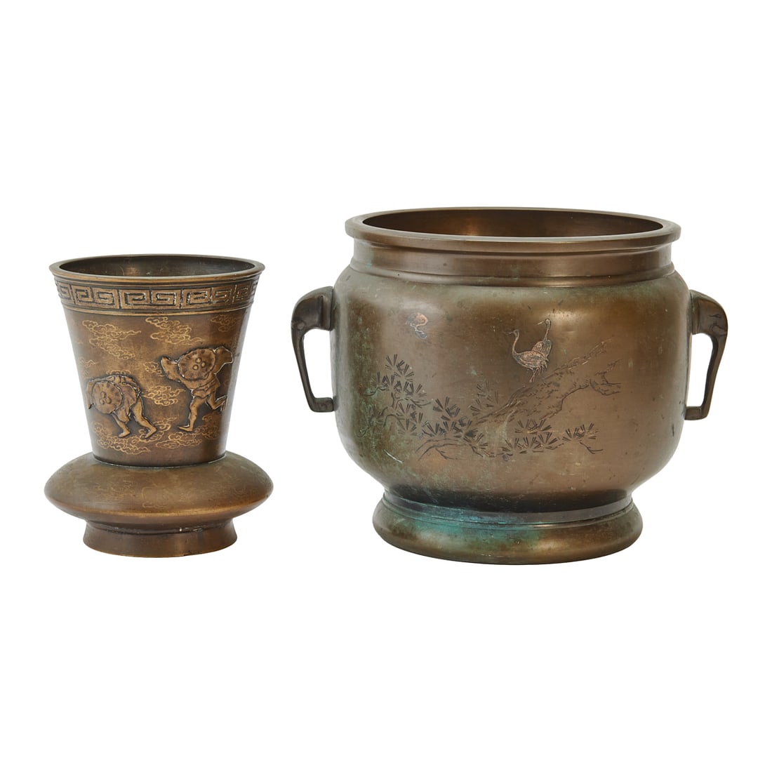 Two Japanese Mixed Metal Vessels Including Hibachi (1 of 6)