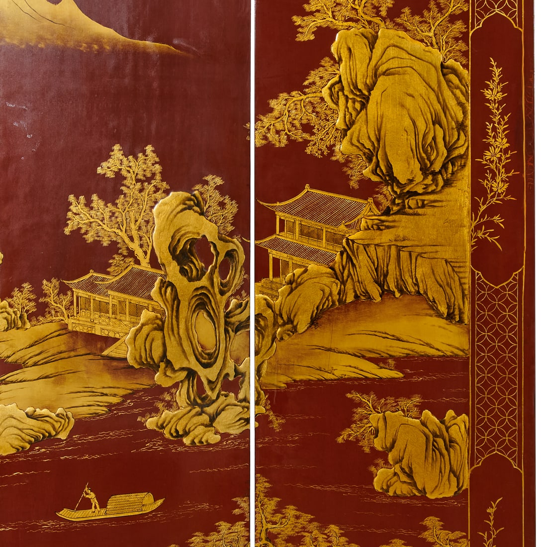 Chinese Export Red Lacquer and Gilt Six-Panel Screen - 3