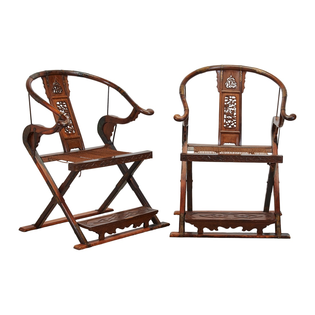 Pair of Chinese Folding Wood Armchairs (1 of 5)