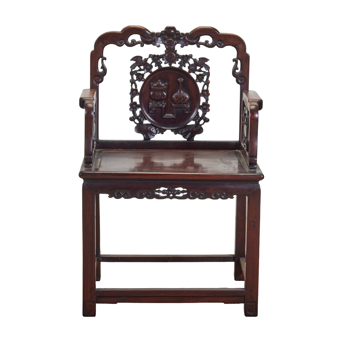 Chinese Carved Rosewood Armchair (1 of 4)