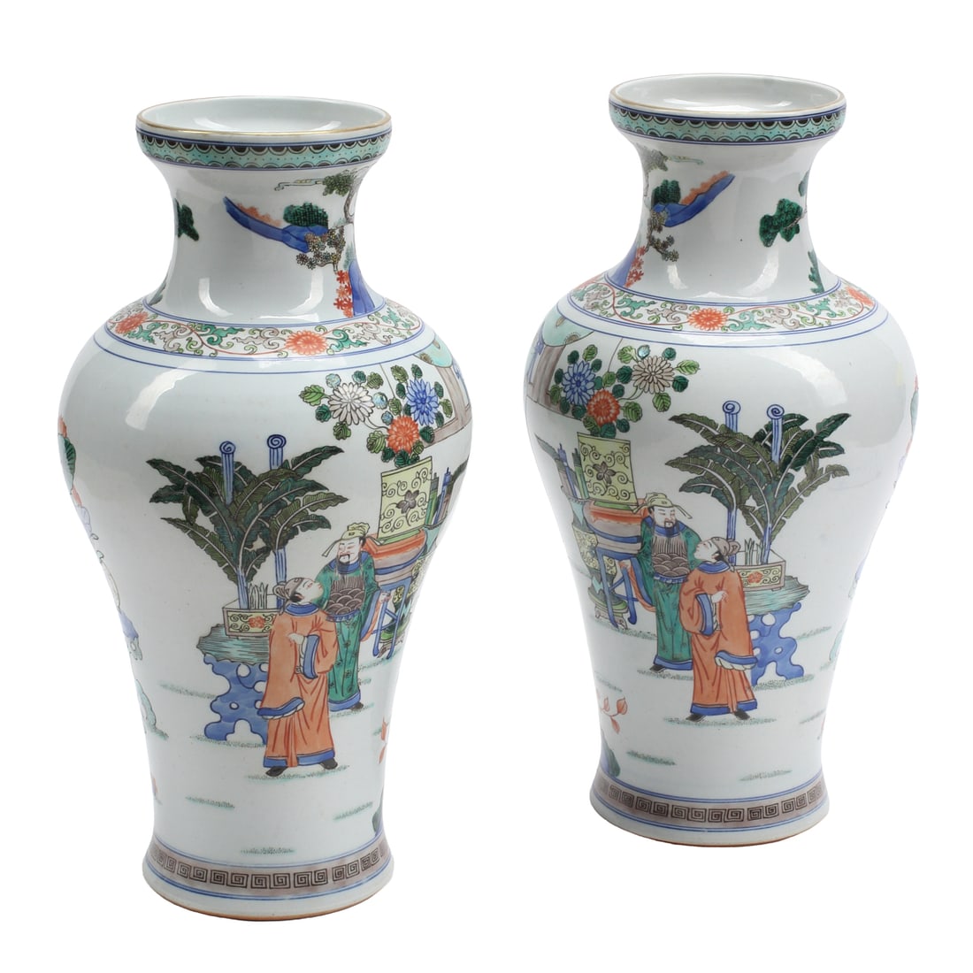 Pair of Chinese Famille Verte Porcelain Vases. (1 of 6)