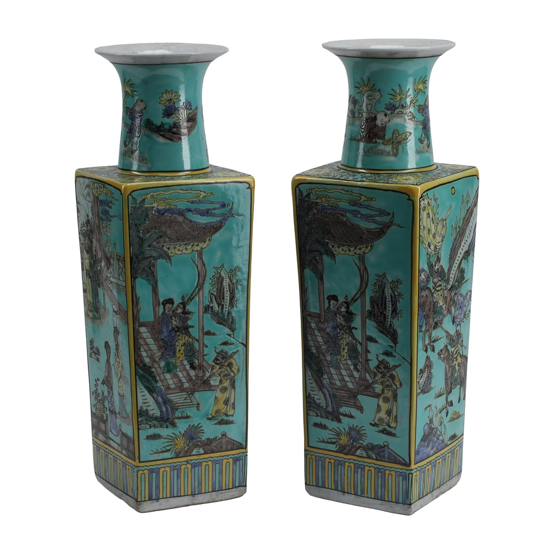 Pair of Chinese Polychrome Porcelain Vases (1 of 5)