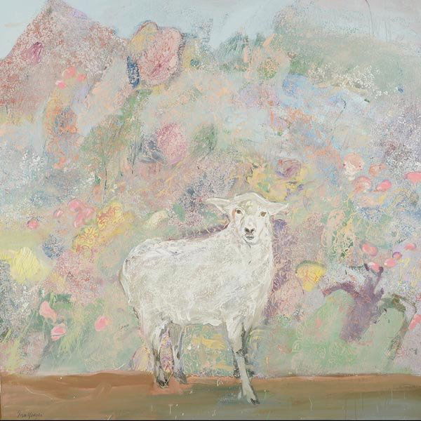 IRA YEAGER "The White Sheep" Oil: IRA YEAGER (American b.1938) The White Sheep Oil on canvas 66 x 66 inches/ 167.7 x 167.7 centimeters Signed lower left "Ira Yeager" Frame: 67 x 67 inches/ 170.2 x 170.2 centimeters PROVENANCE: Private