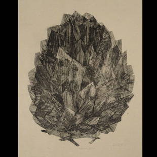 ZARINA HASHMI Blanou House (Blossom House), 1985: ZARINA HASHMI (Indian b.1937) Blanou House (Blossom House), 1985 Woodblock Sheet: 32.5 x 25.75 inches/ 82.5 x 65.5 centimeters Signed & dated lower right in pencil "Zarina, 85" Titled lower center "Bl