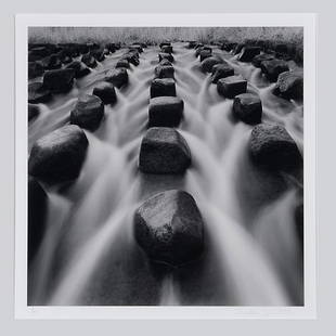 ROLFE HORN "Creek, Study 2, Izumo, Japan, 2004" : ROLFE HORN (American b.1971) Creek, Study 2, Izumo, Japan, 2004 Selenium toned gelatin silver print, mounted 10.5 x 10.5 inches/ 26.7 x 26.7 centimeters Signed & dated in pencil lower right "Rolfe Hor