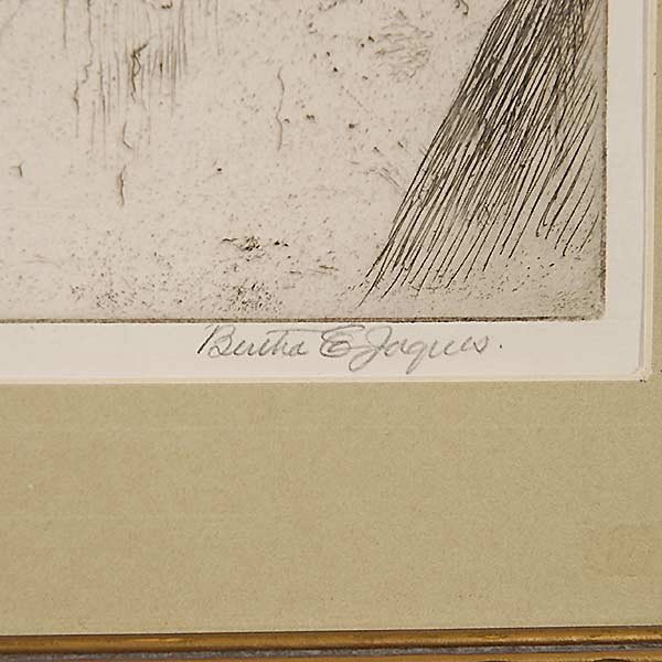 BERTHA E JAQUES "Drying Laundry" Etching - 2