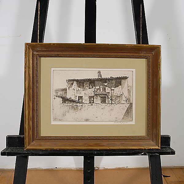 BERTHA E JAQUES "Drying Laundry" Etching - 5