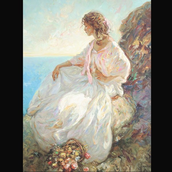 JOSE ROYO "Contemplacion, 2002" Serigraph: JOSE ROYO (Spanish b.1945) "Contemplacion, 2002" Serigraph. 46 x 35 inches/ 116.8 x 88.9 centimeters. Numbered lower left "13/160" Signed lower right "Royo" Printer: Kolibri Art Studio Inc. Verso: Cer