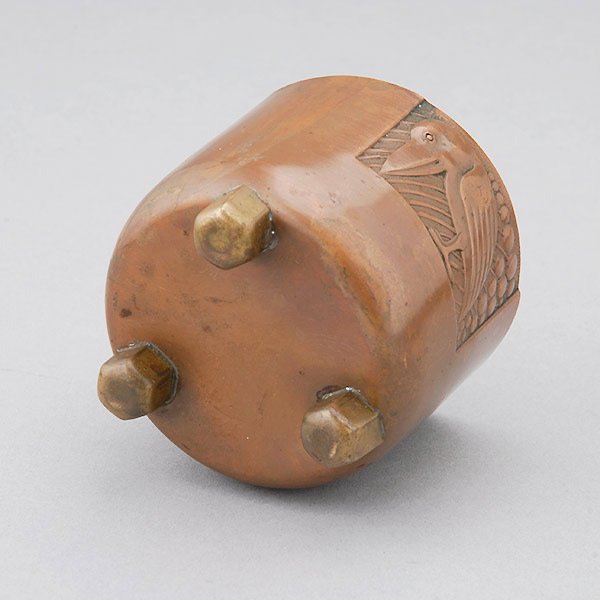 Enameled Copper Vessel and a Copper Tripod - 3