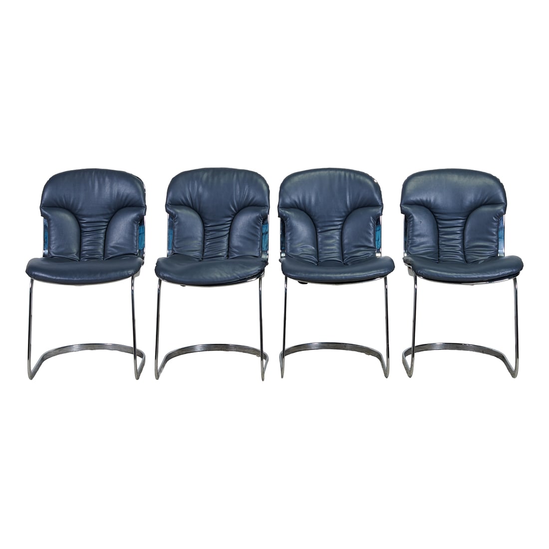 Set of Four Vintage Willy Rizzo for Cidue Cantilever Side Chairs (1 of 5)