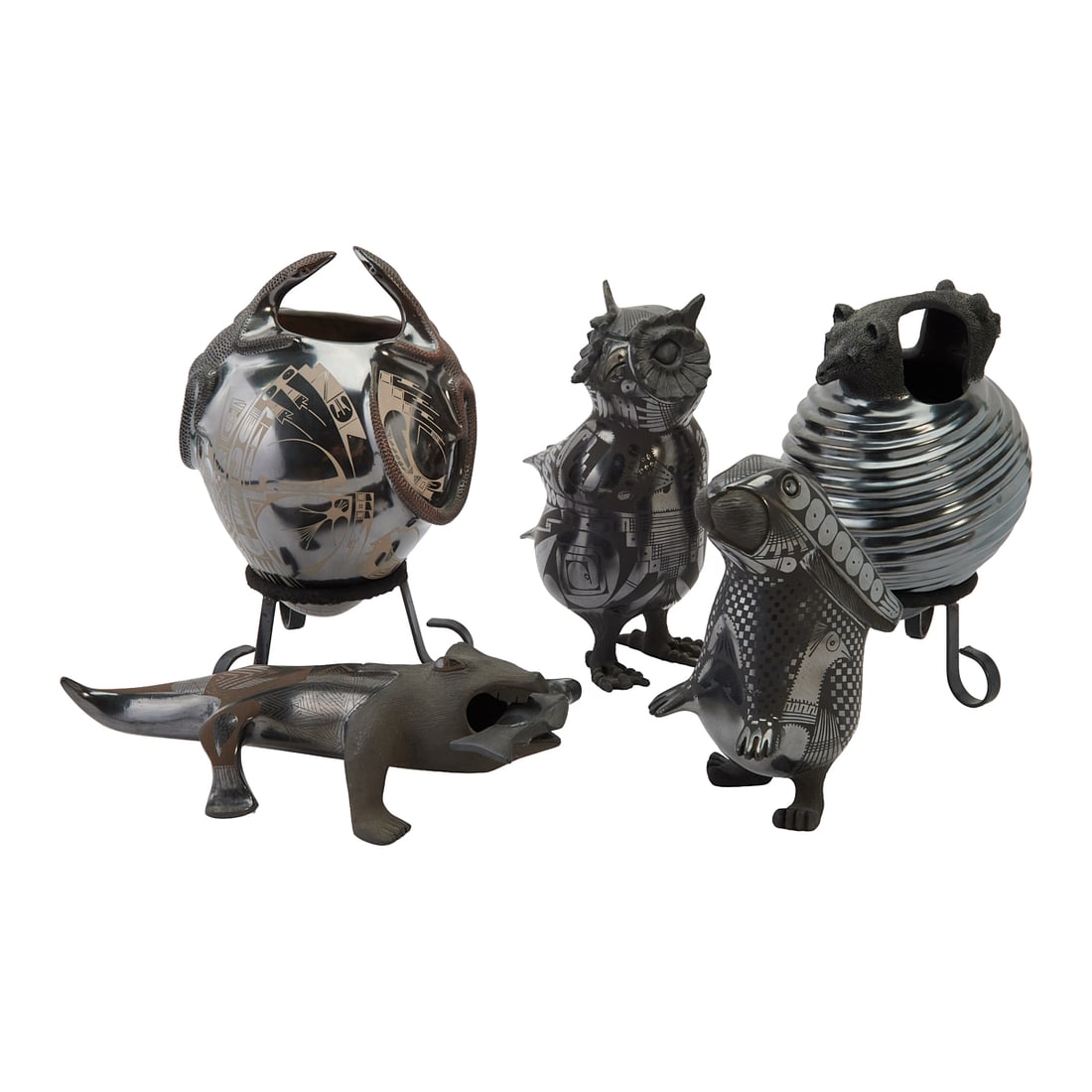 Five Mata Ortiz Blackware Figural Articles (1 of 9)