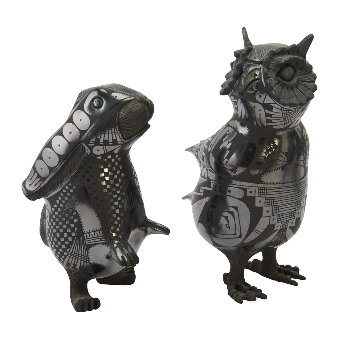 Five Mata Ortiz Blackware Figural Articles - 5