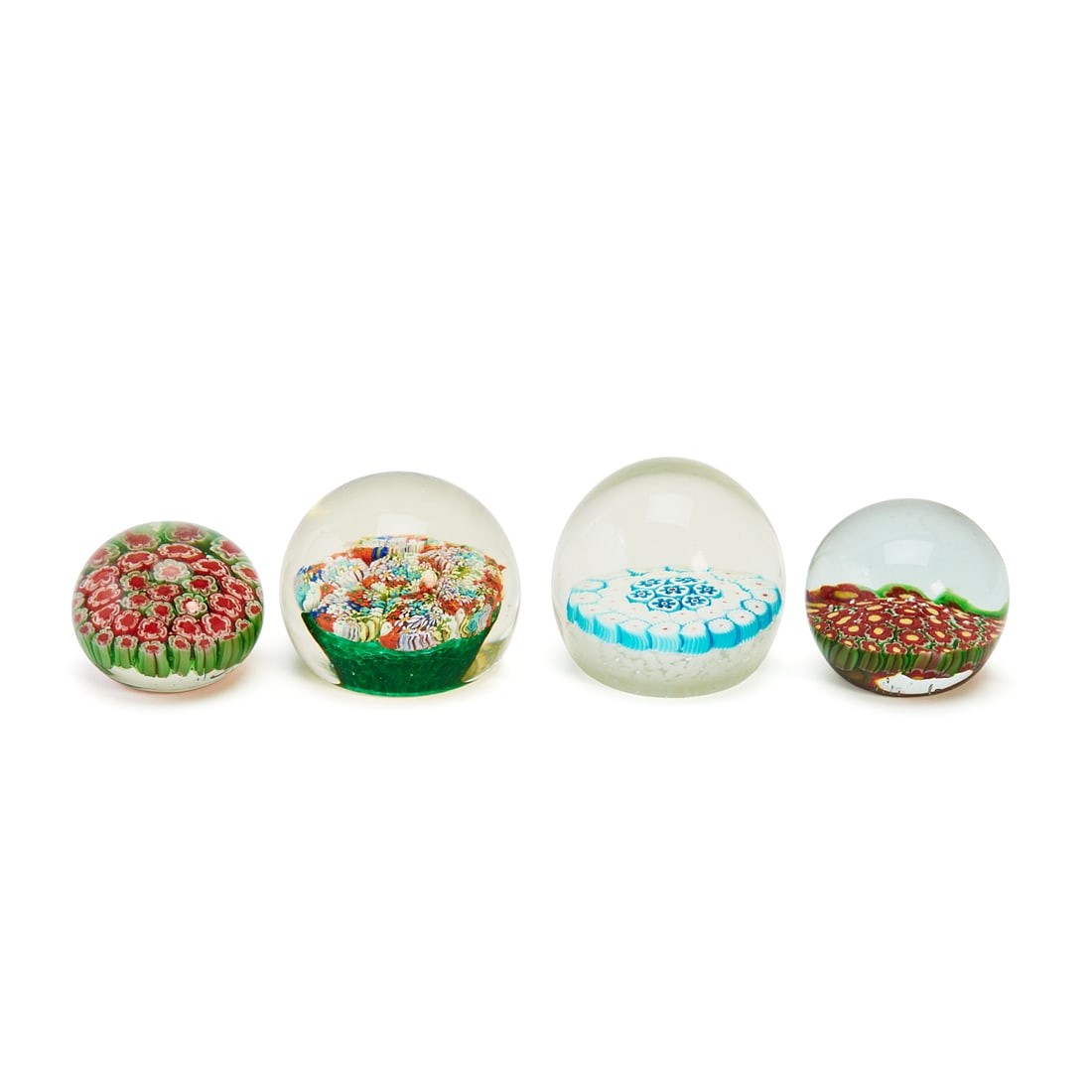 Four Floral Millefiori Paperweights (1 of 4)