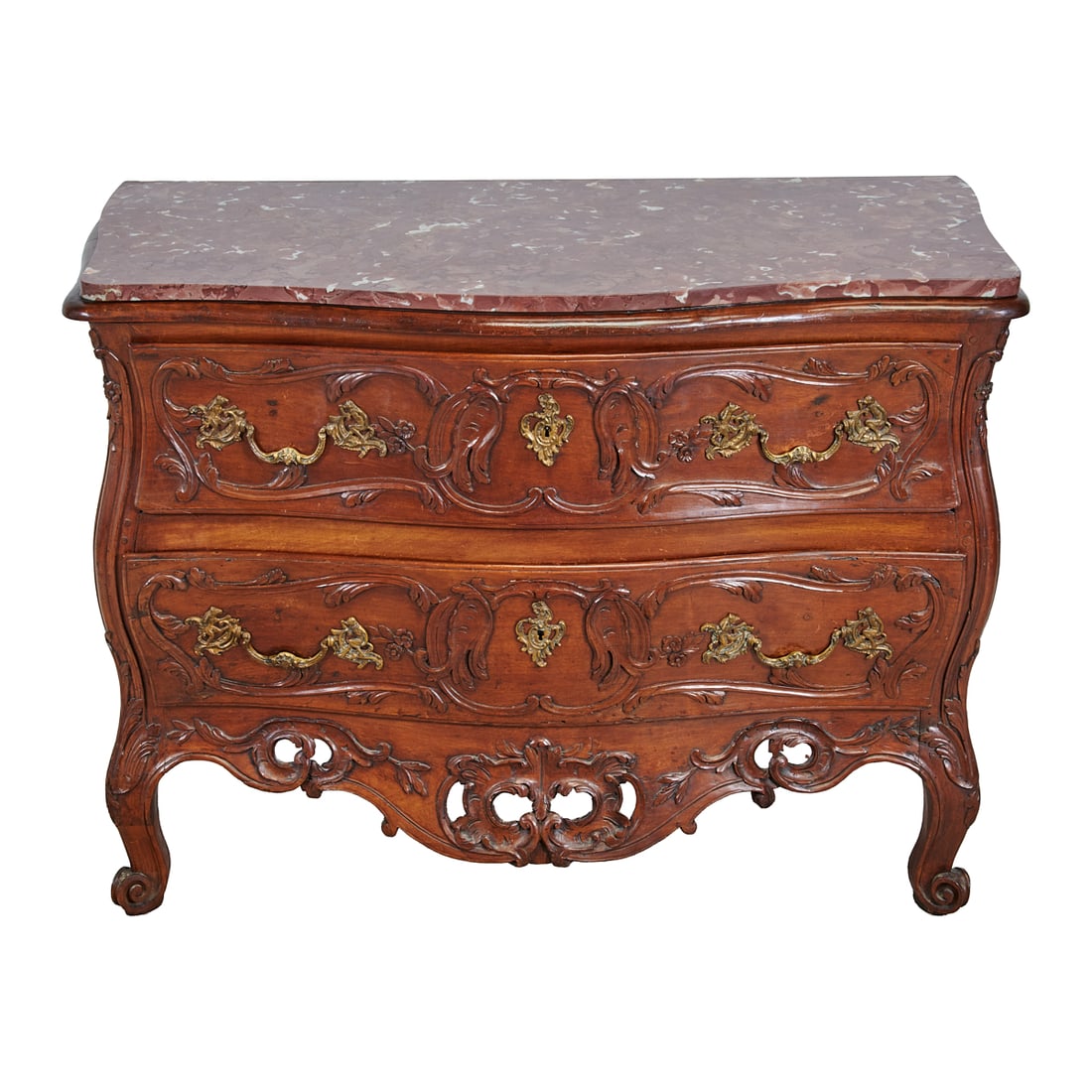 Louis XV Style Walnut Marble Top Commode (1 of 6)