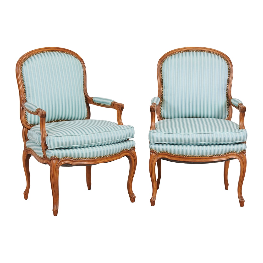 Pair of Louis XV Style Walnut Fauteuils (1 of 5)
