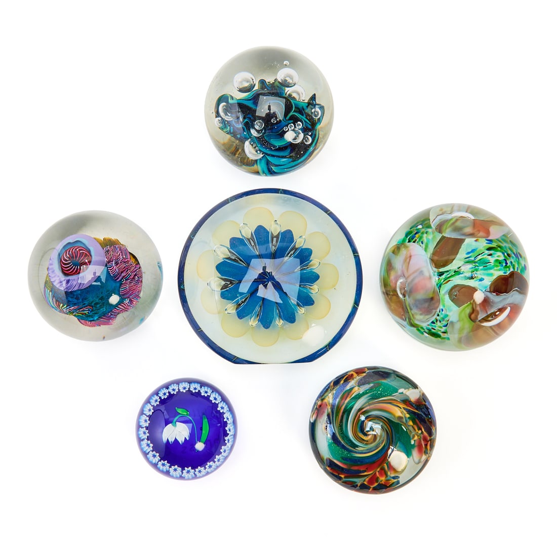 Six Paperweights including Eichart - 2