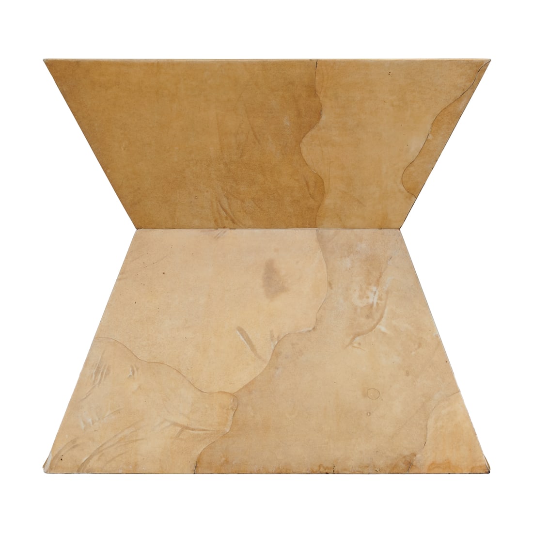 Modernist Lacquered Goatskin Occasional Table: Modernist Lacquered Goatskin Occasional Table, formed as a deeply waisted square, covered in goatskin andlacquered. Circa 1975 - 1980.{Approximate dimensions: 24 1/4" high x 26" wide x 25 7/8" deep.}.