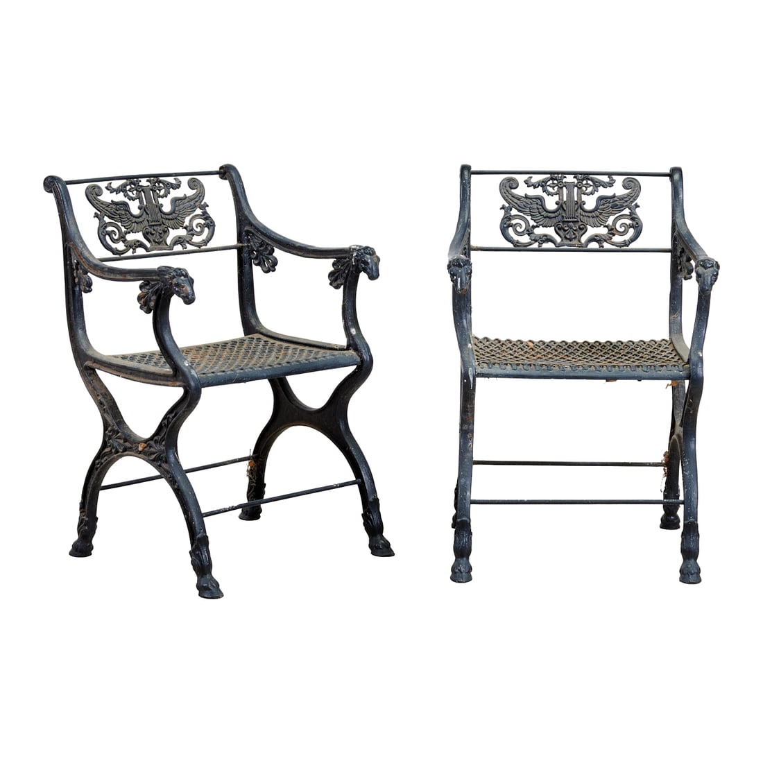 Pair of Lister and Fee Attributed Cast Iron Garden Armchairs (1 of 5)
