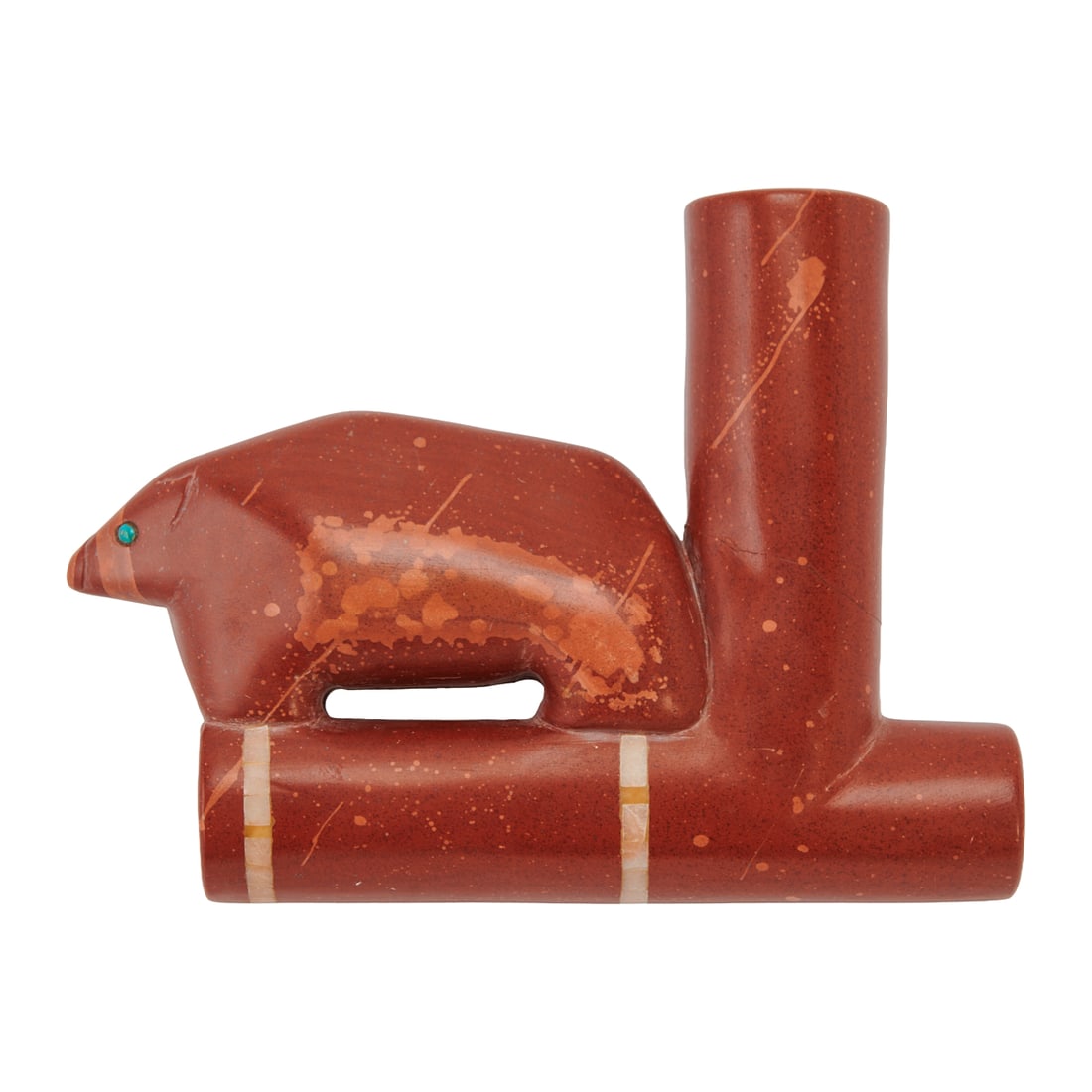 Northwest Native American Carved Catlinite Pipe with Bear Figure (1 of 5)