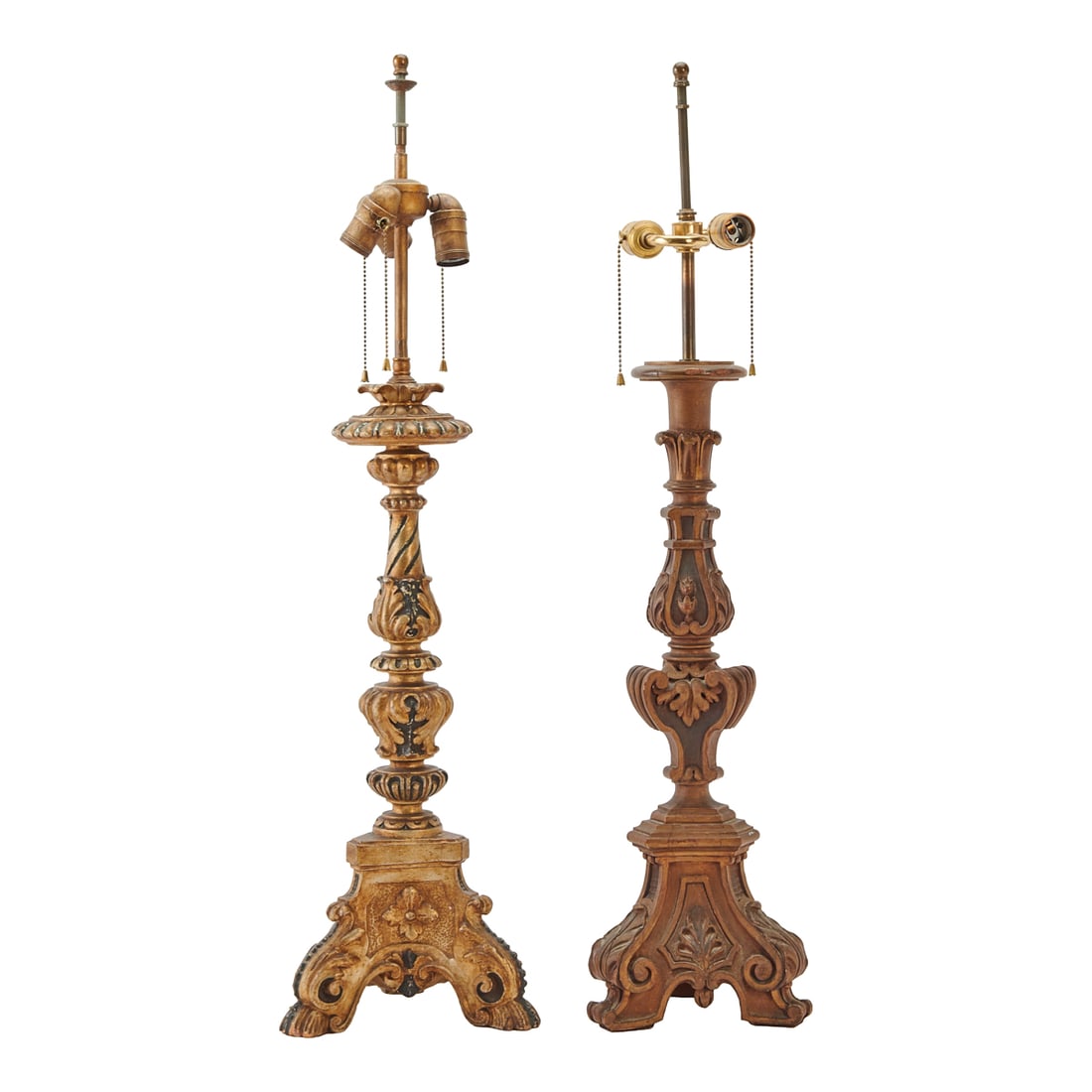 Two Baroque Style Table Lamps, One Parcel Gilt (1 of 5)