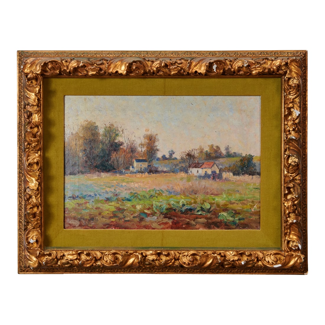 Antique Signed Oil Painting, "Landscape with Farm" (1 of 5)