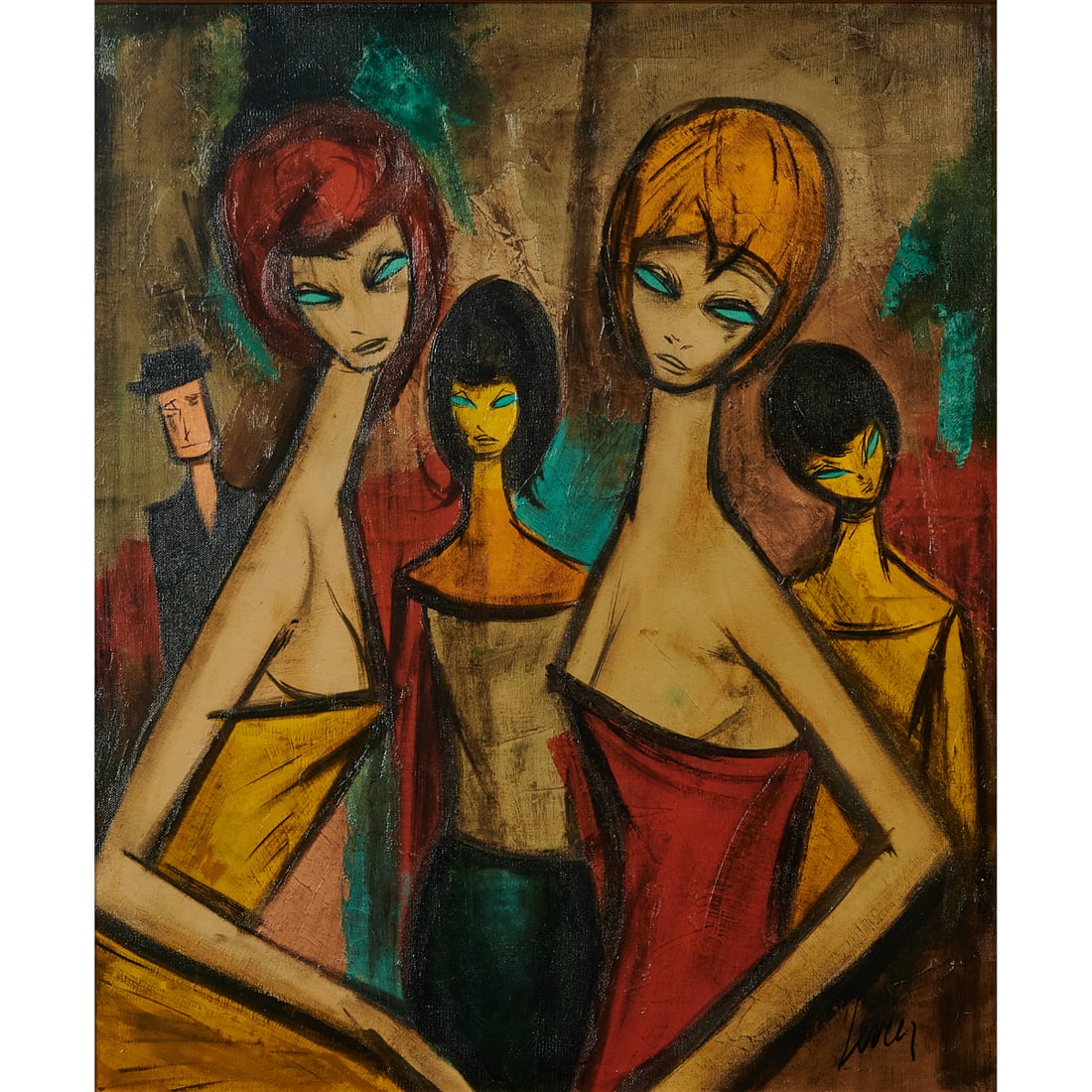 Charles Levier, "Femmes Dans La Rue", Oil on Canvas (1 of 5)