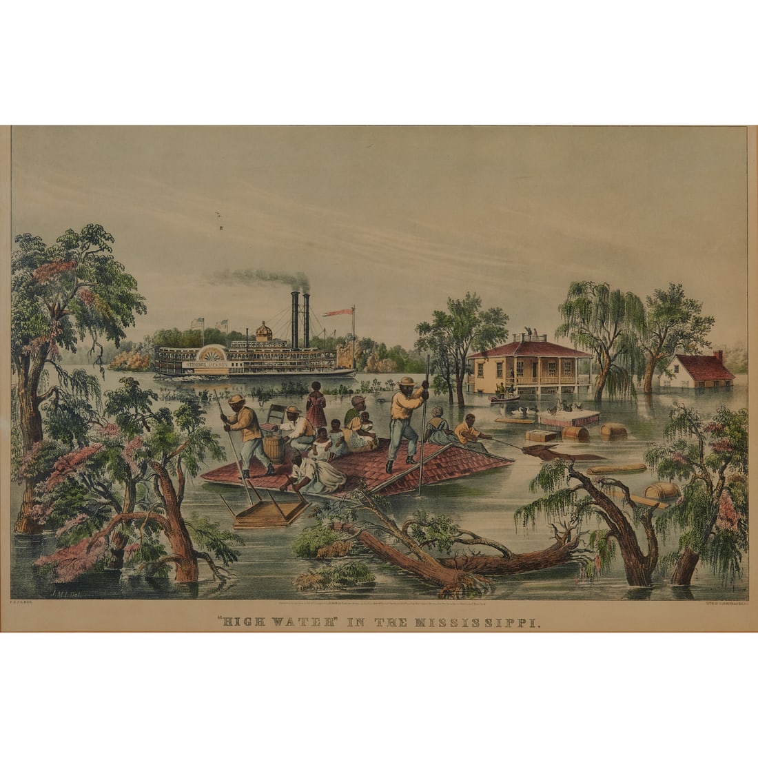 Currier and Ives, "High Water in the Mississippi", Lithograph (1 of 5)