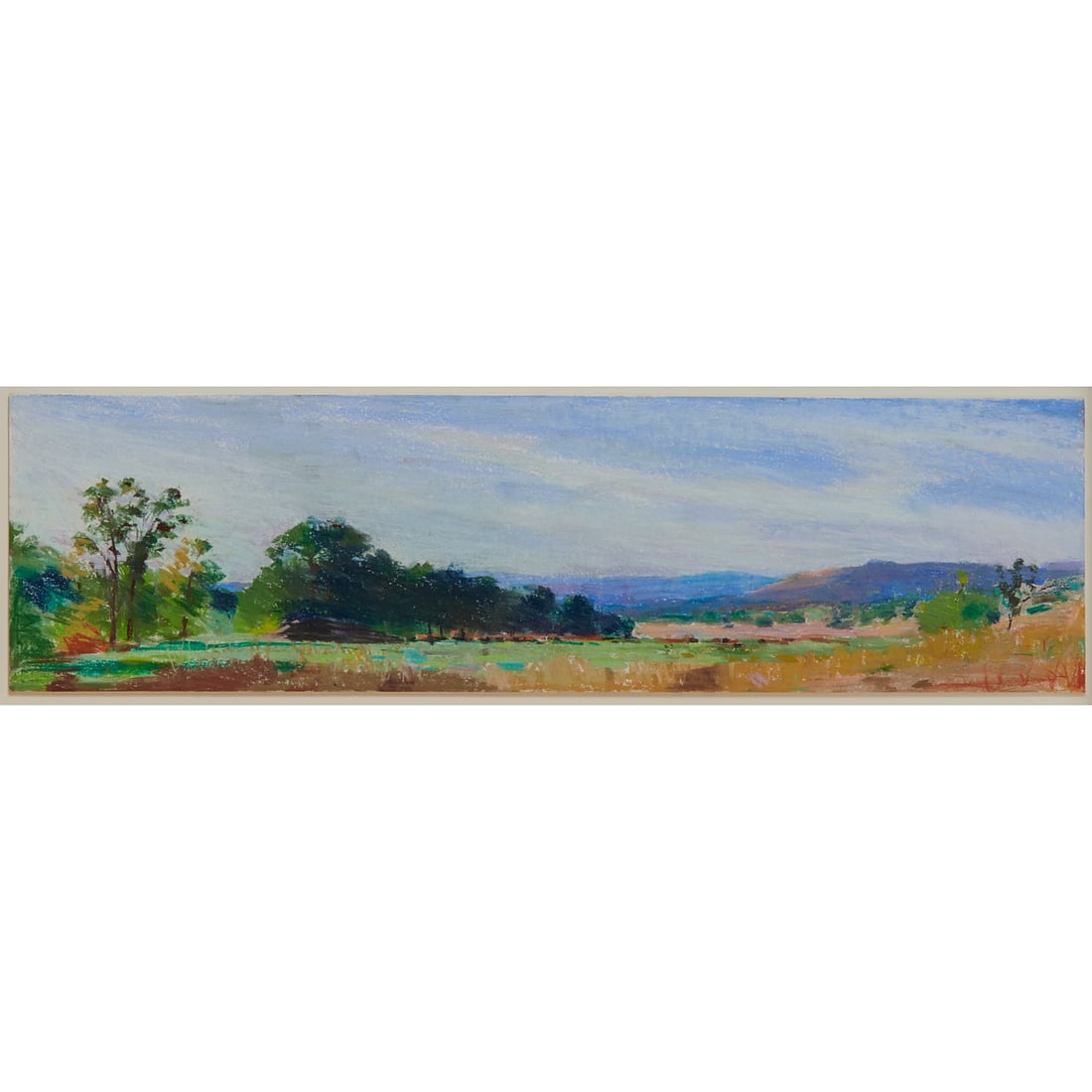 Larry Horowitz, Irrigated Pasture, Pastel on Paper: Larry Horowitz (American, born1956); "Irrigated Pasture", pastel on paper;[approximate dimensions -sight:10 7/8" H x 39 5/8" W]; signed lower right, gallery label to the verso; framed.