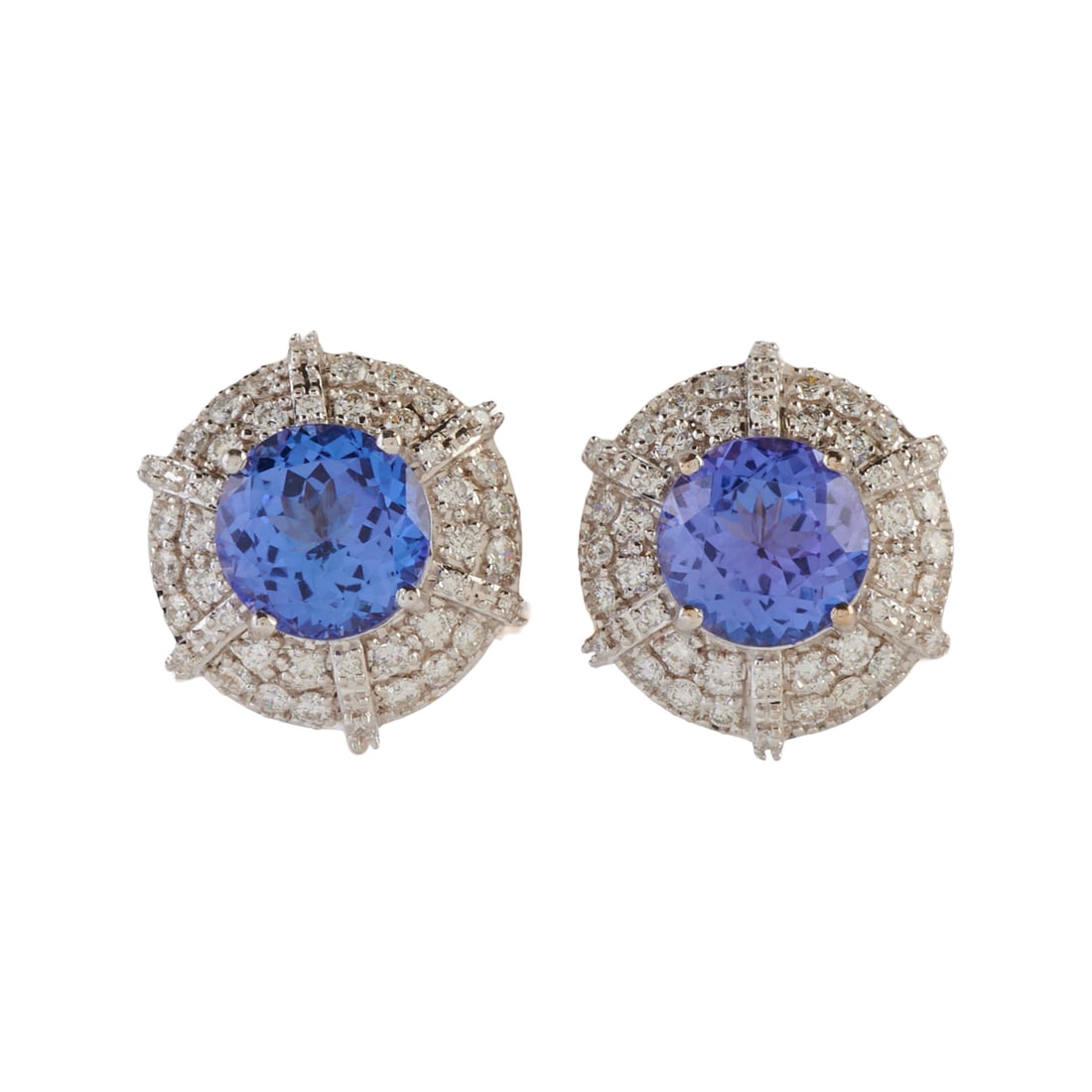 Pair of Tanzanite, Diamond, 18k White Gold Earrings (1 of 4)