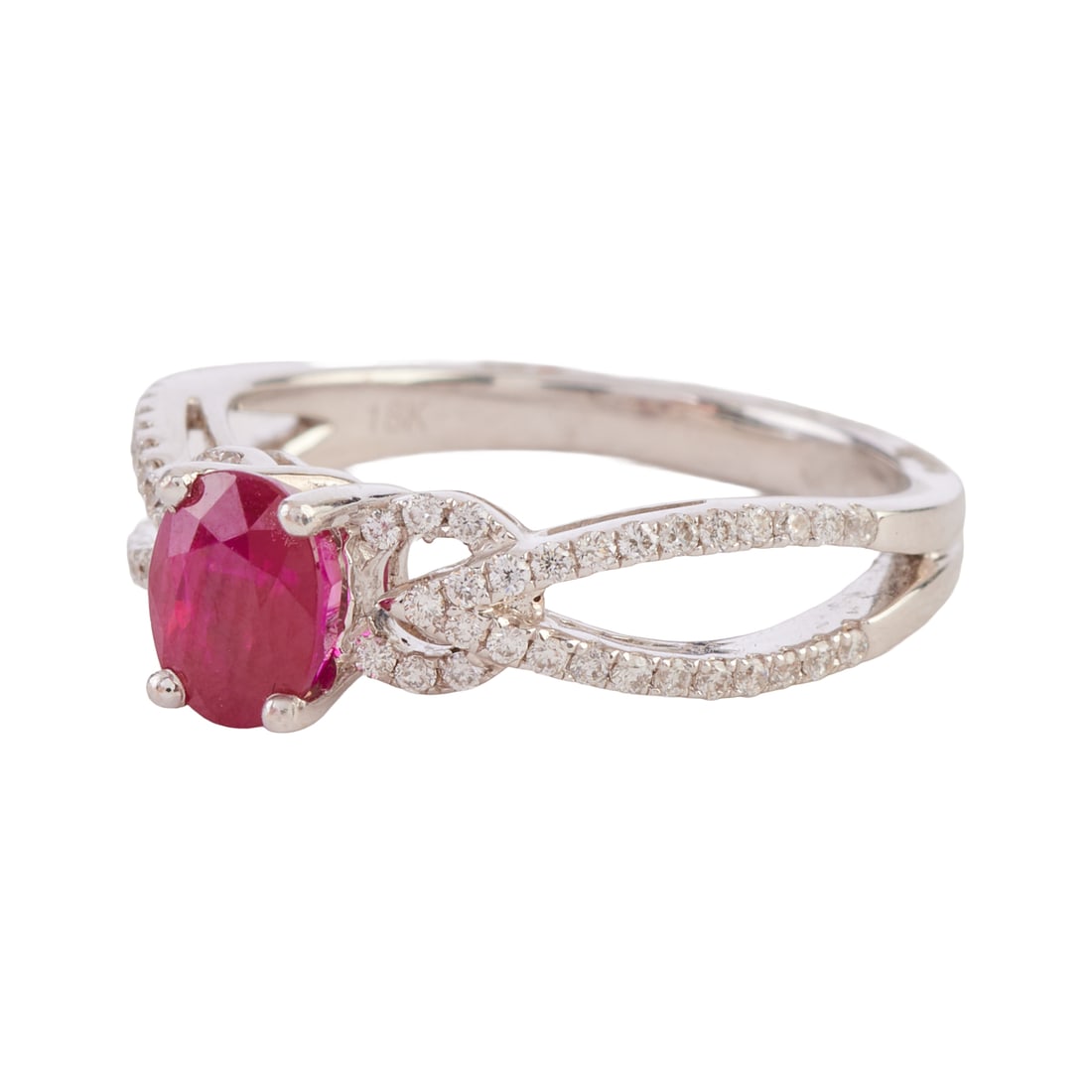 Ruby, Diamond, 18k White Gold Ring - 2