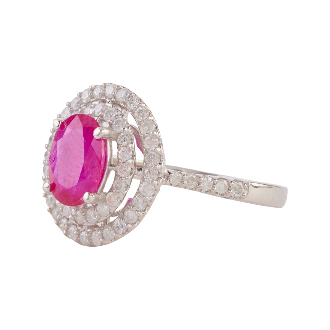 Ruby, Diamond, 14k White Gold Ring - 2