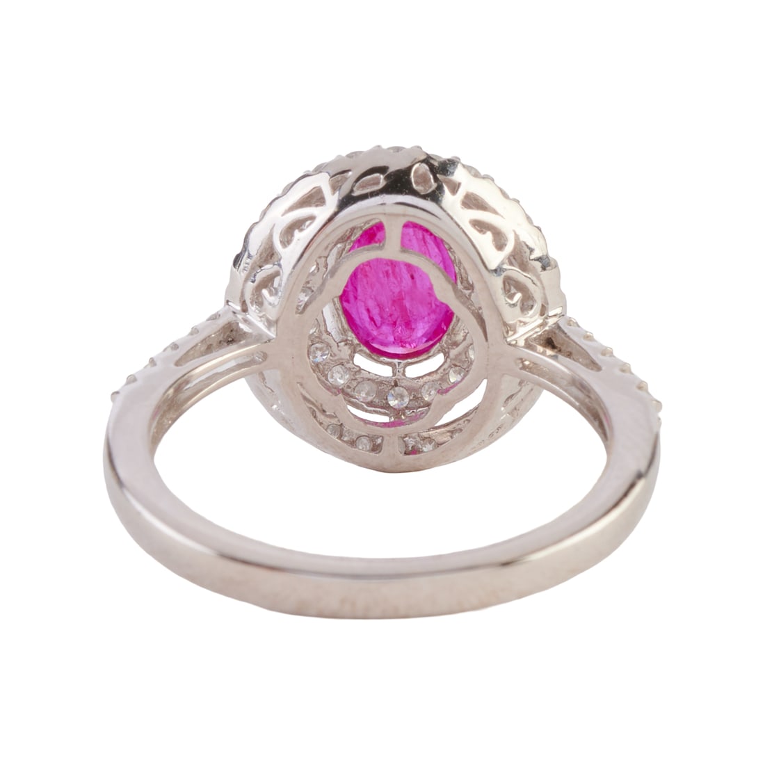 Ruby, Diamond, 14k White Gold Ring - 3