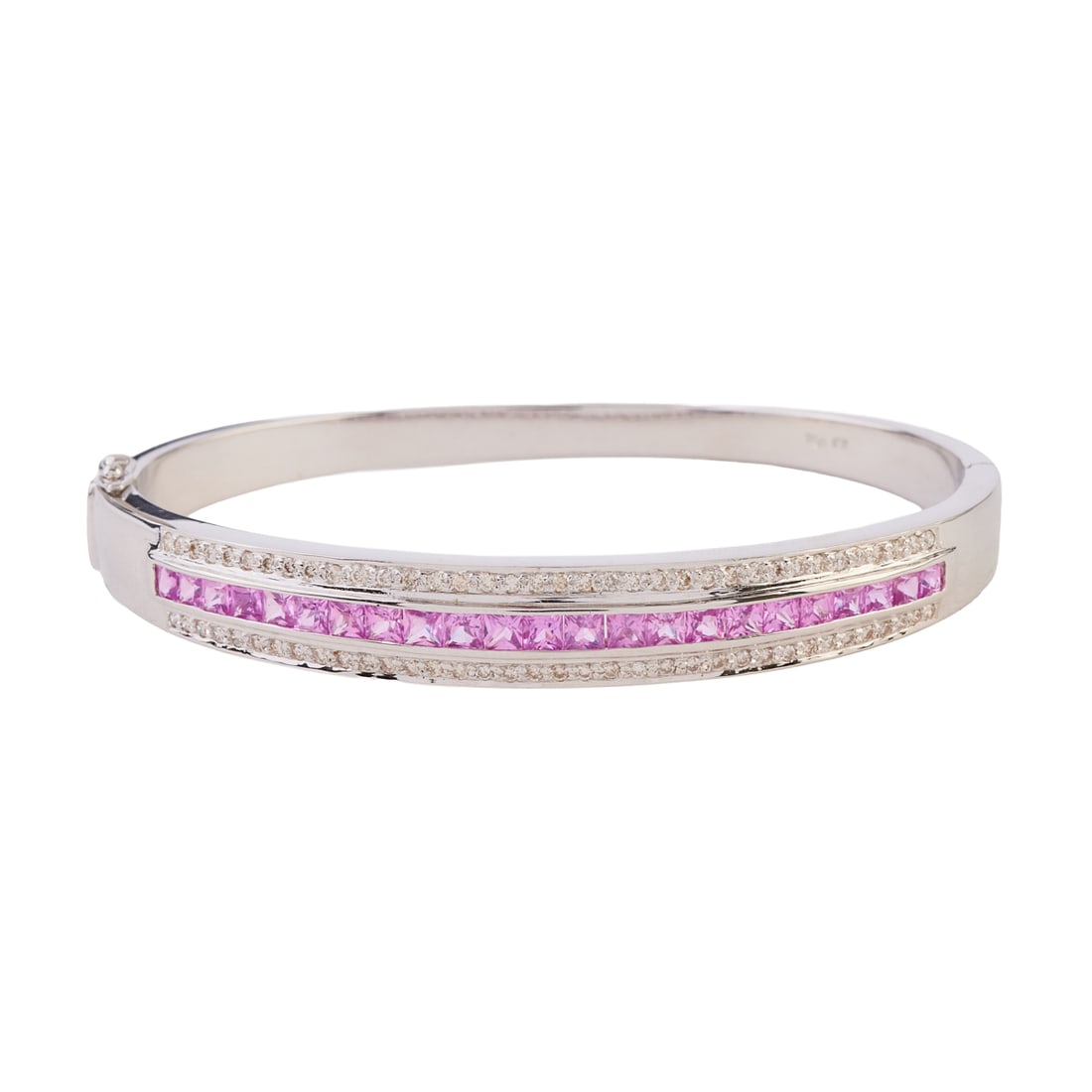 Pink Sapphire, Diamond, 18k White Gold Bracelet (1 of 4)