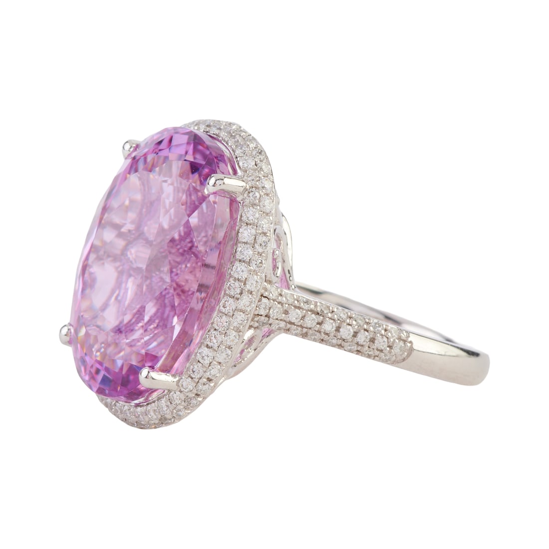 Kunzite, Diamond, Platinum Ring - 2