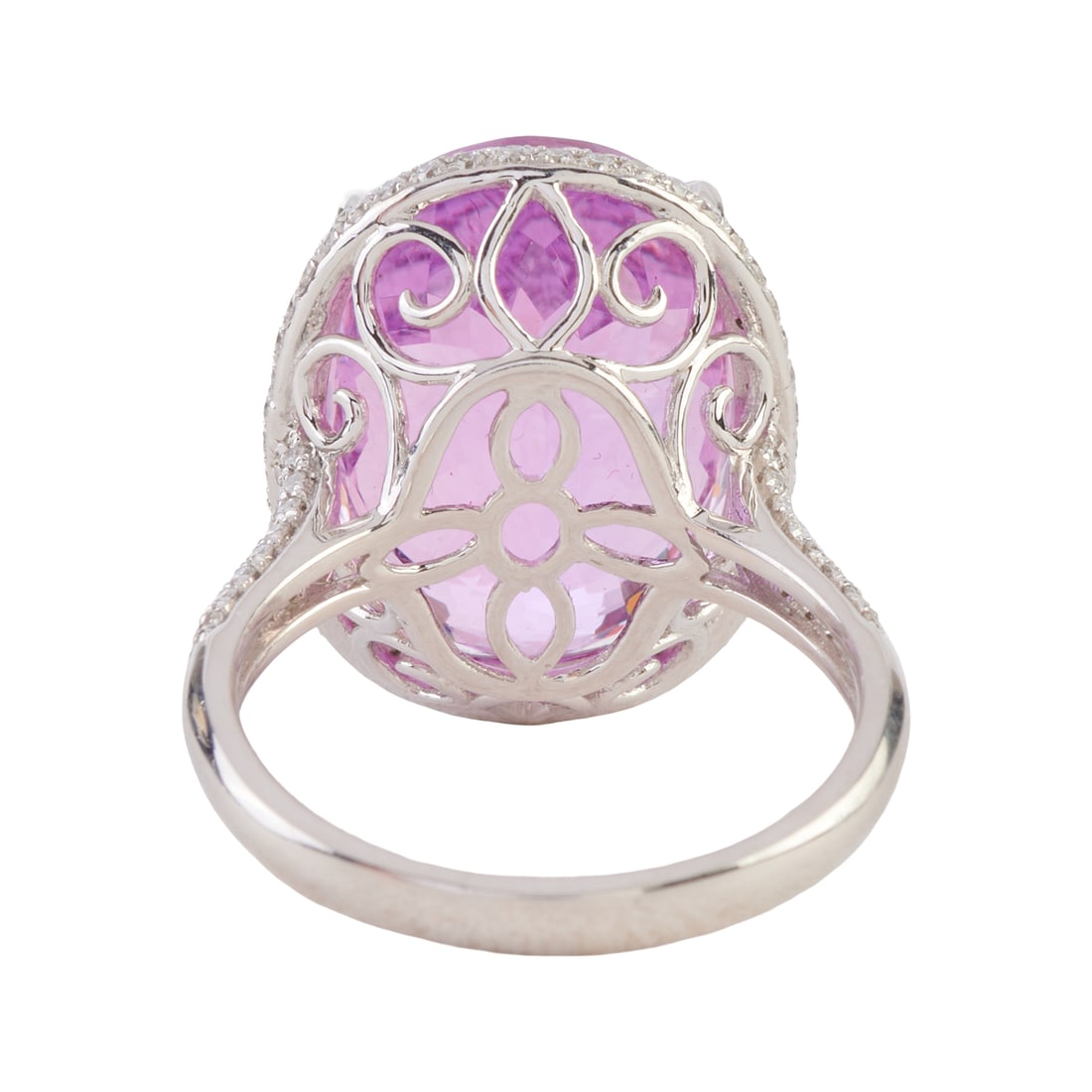 Kunzite, Diamond, Platinum Ring - 3