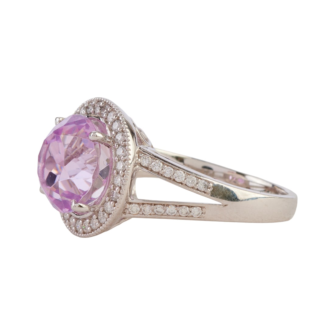 Kunzite, Diamond, Platinum Ring - 2