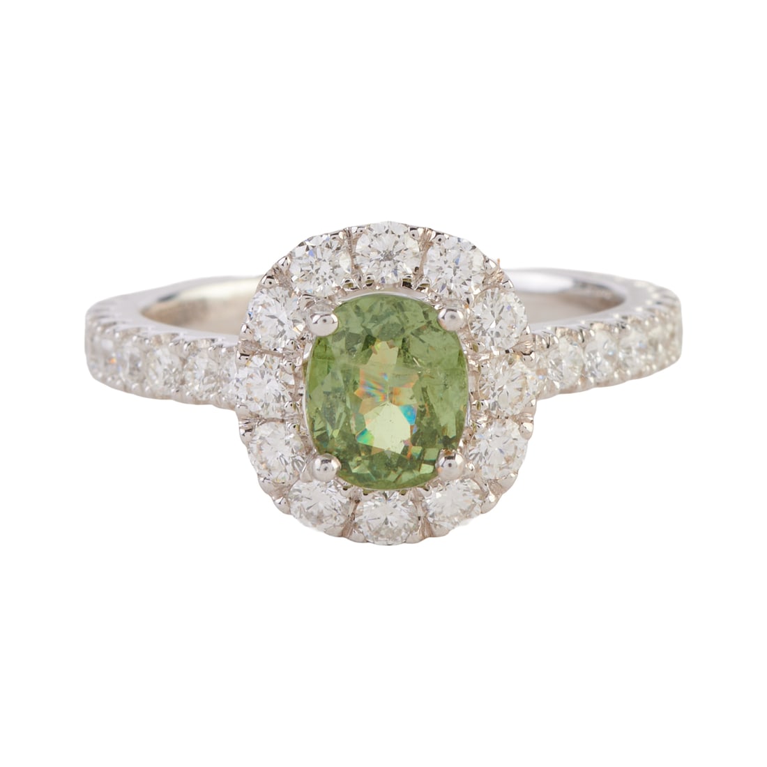 Demantoid Garnet, Diamond, 18k White Gold Ring (1 of 4)