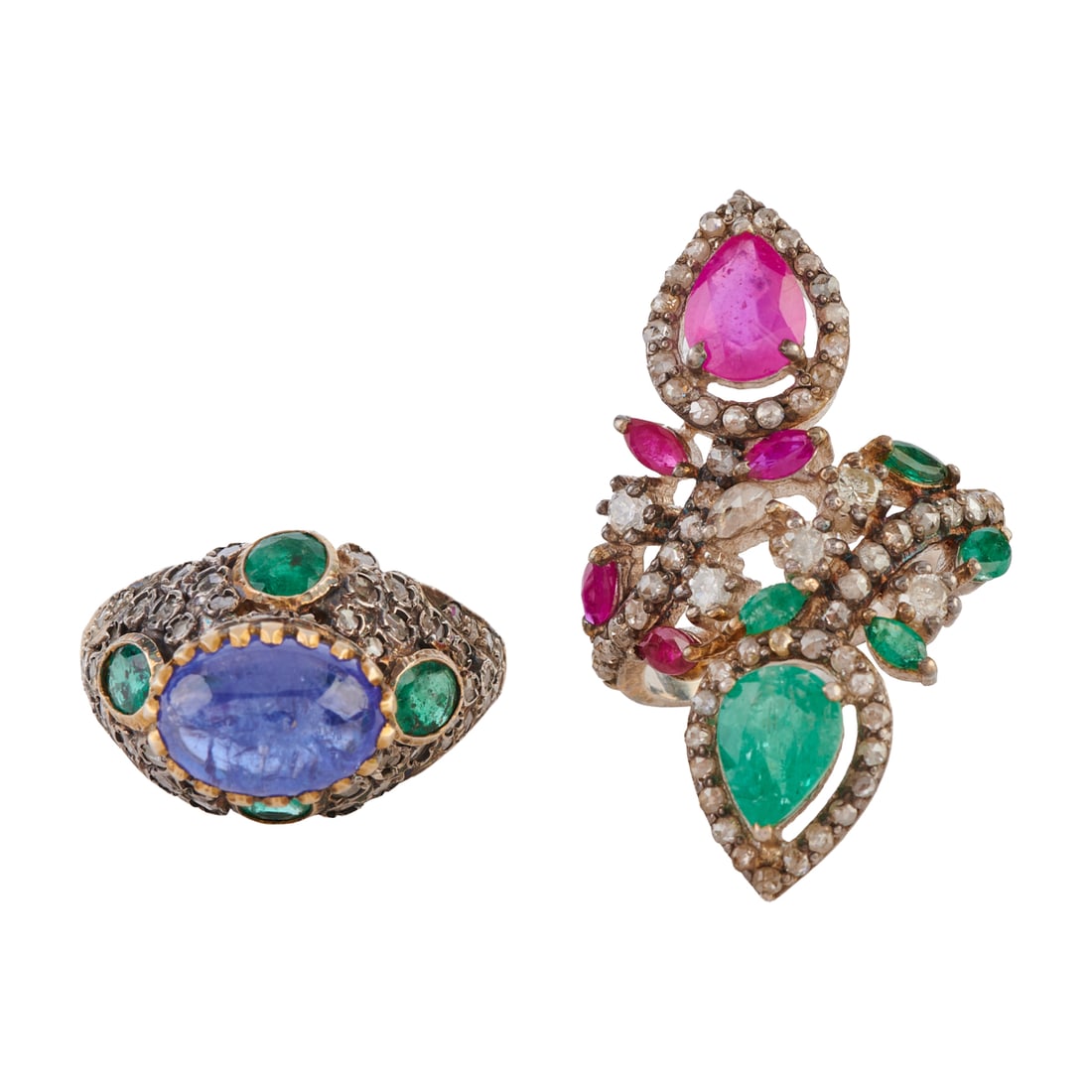 Two Multi-Stone, Sterling Silver Rings (1 of 6)