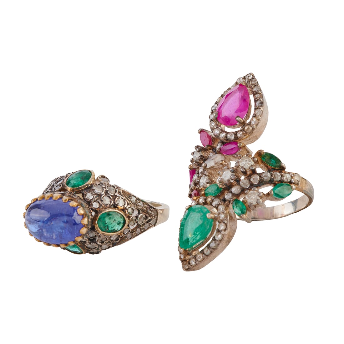 Two Multi-Stone, Sterling Silver Rings - 2