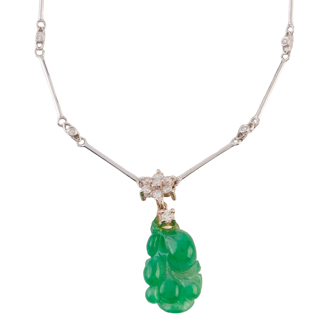 Jadeite Jade, Diamond, 18k White Gold Necklace (1 of 4)