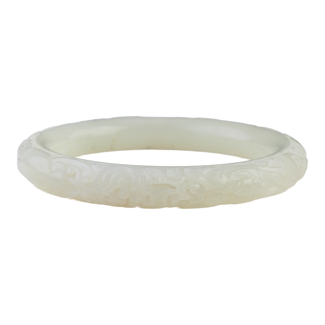 Gump's Carved Mutton Fat Jade Bangle Bracelet (1 of 5)