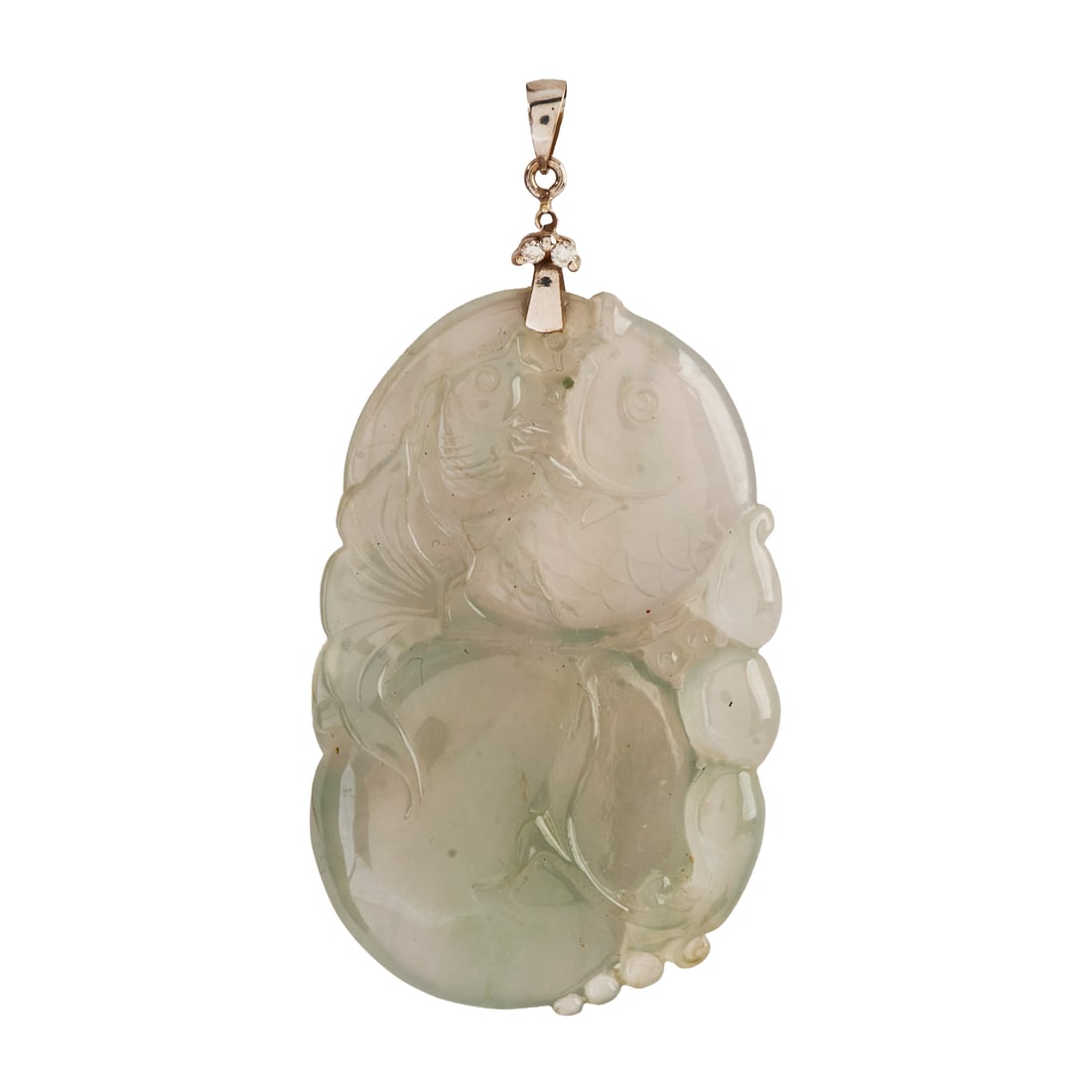Icy Jadeite Jade, Diamond, 14k White Gold Pendant (1 of 2)