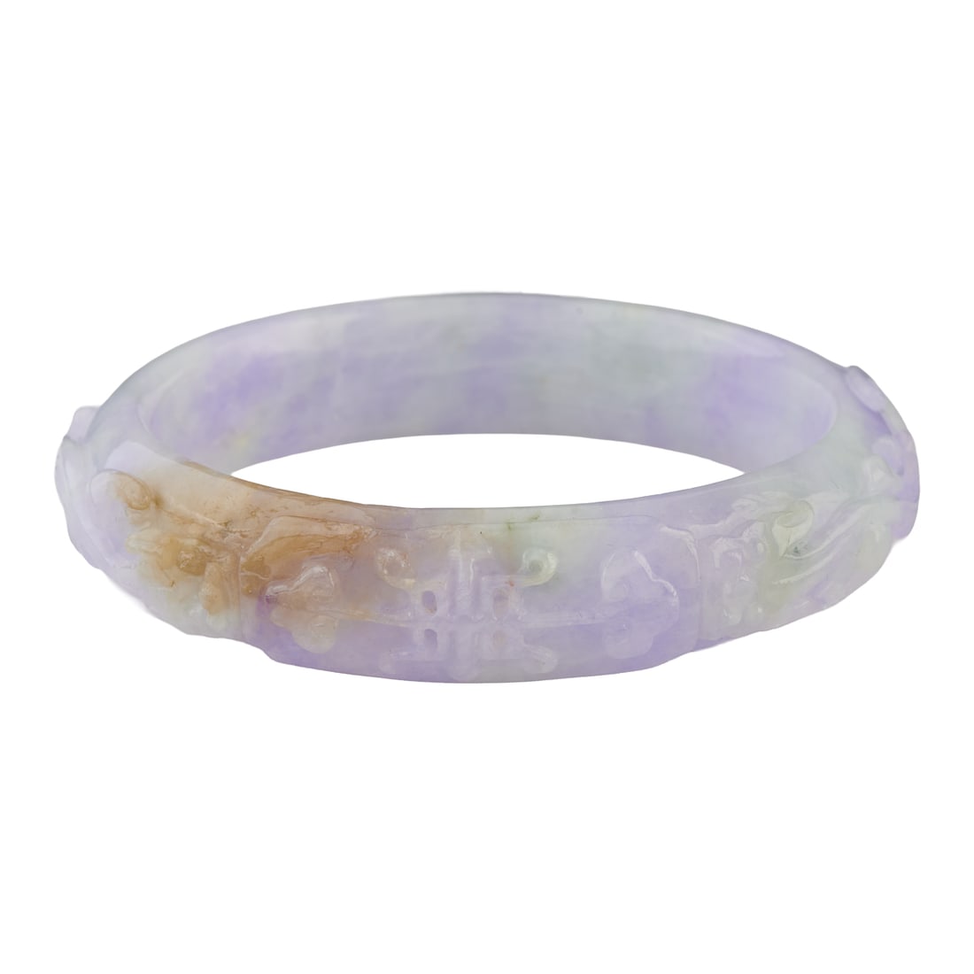 Carved Lavender Jade Bangle Bracelet (1 of 3)