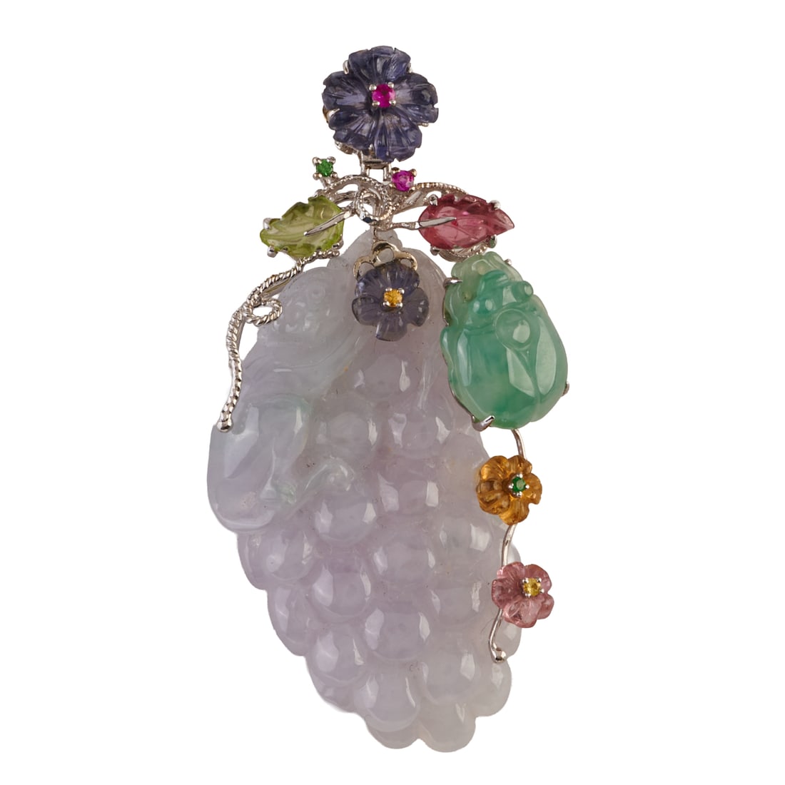 Jade, Multi-Stone, 14k White Gold Pendant (1 of 4)